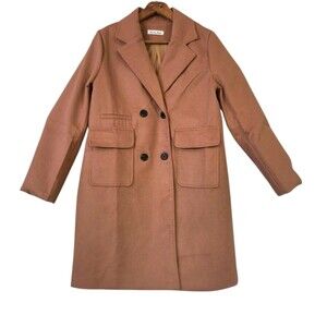 Ya Ya Fushi Long Double Breasted Trench Coat Camel Colored Women’s Size Small